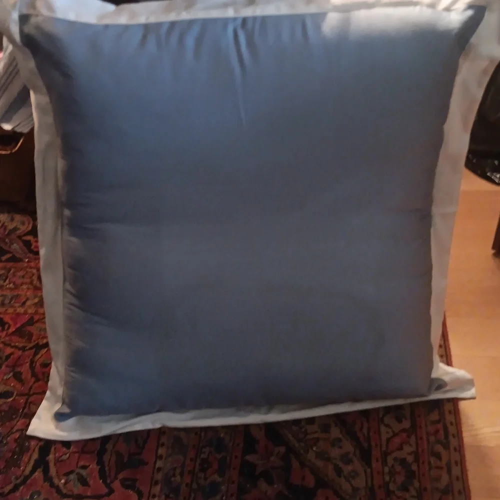 Luxurious Blue and Cream Pillow Cover With Foam Insert And King Size Bedskirt.‎